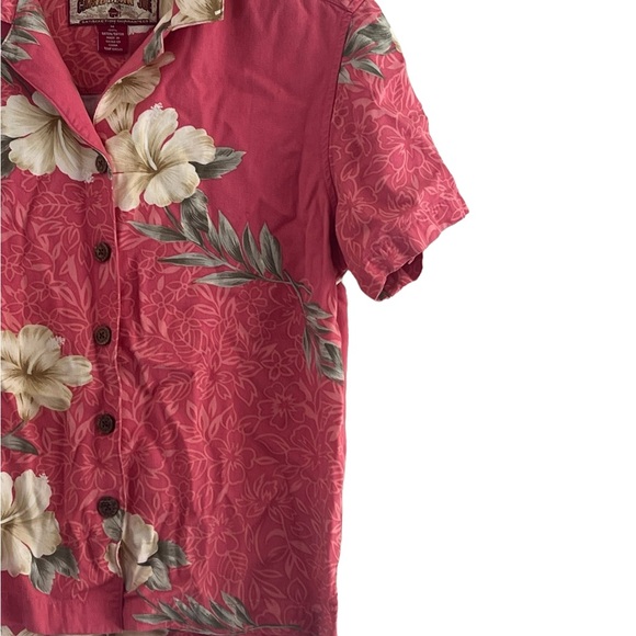 Caribbean Joe | Pink rayon button front short sleeve Hawaiian shirt size… - Picture 4 of 12
